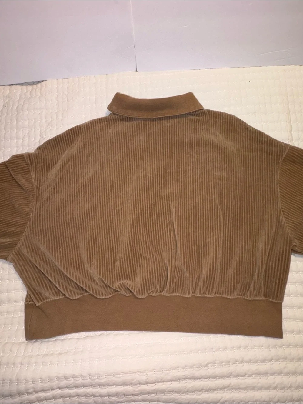 Nike Tan Corduroy Cropped Zip Pullover